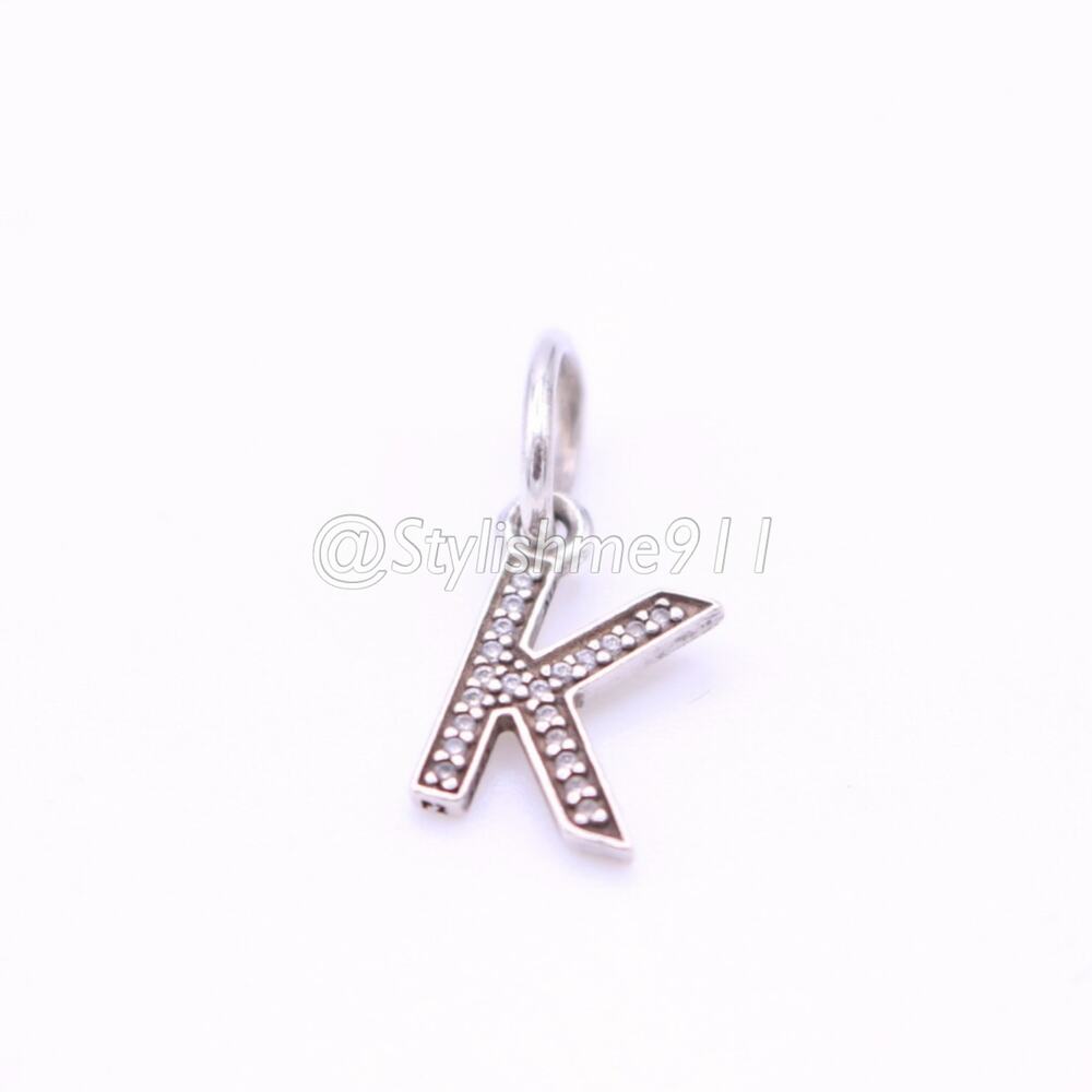 Authentic PANDORA Retired Letter K Dangle with Zirconia - Picture 7 of 9